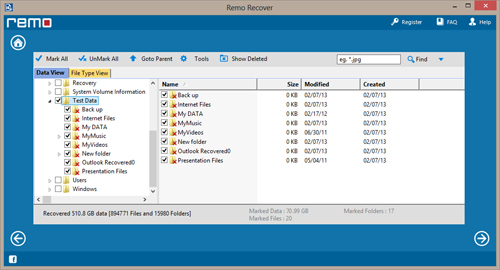 Wiederherstellen von dateien nach formatieren- Data View Screen